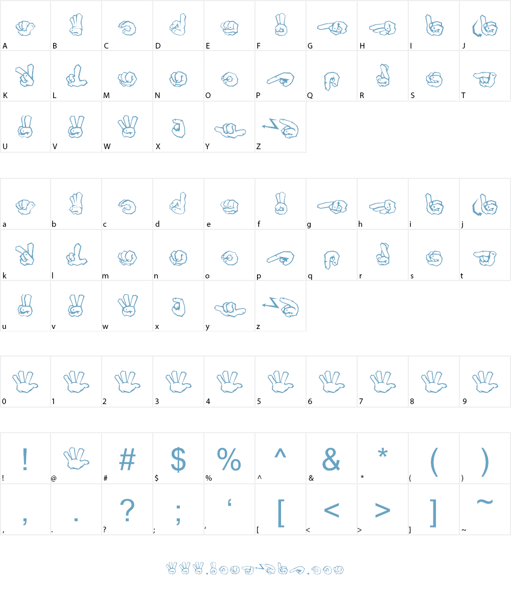 Finger Alphabet Graffiti Font Character